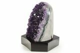 Deep Purple Amethyst Geode With Wood Base - Uruguay #342735-2